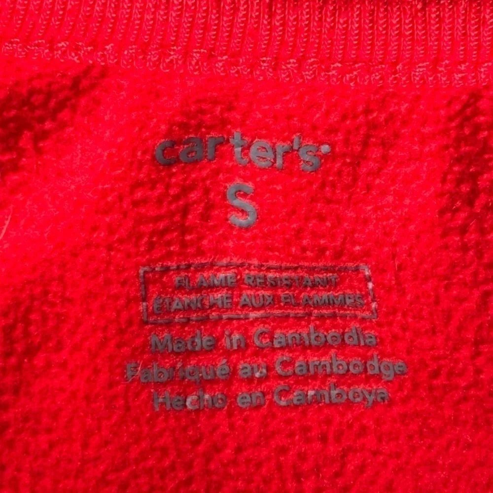 Carters‎ Girls Winter Nightgown Pajamas Size S Red Fleece Embroidered Snowman